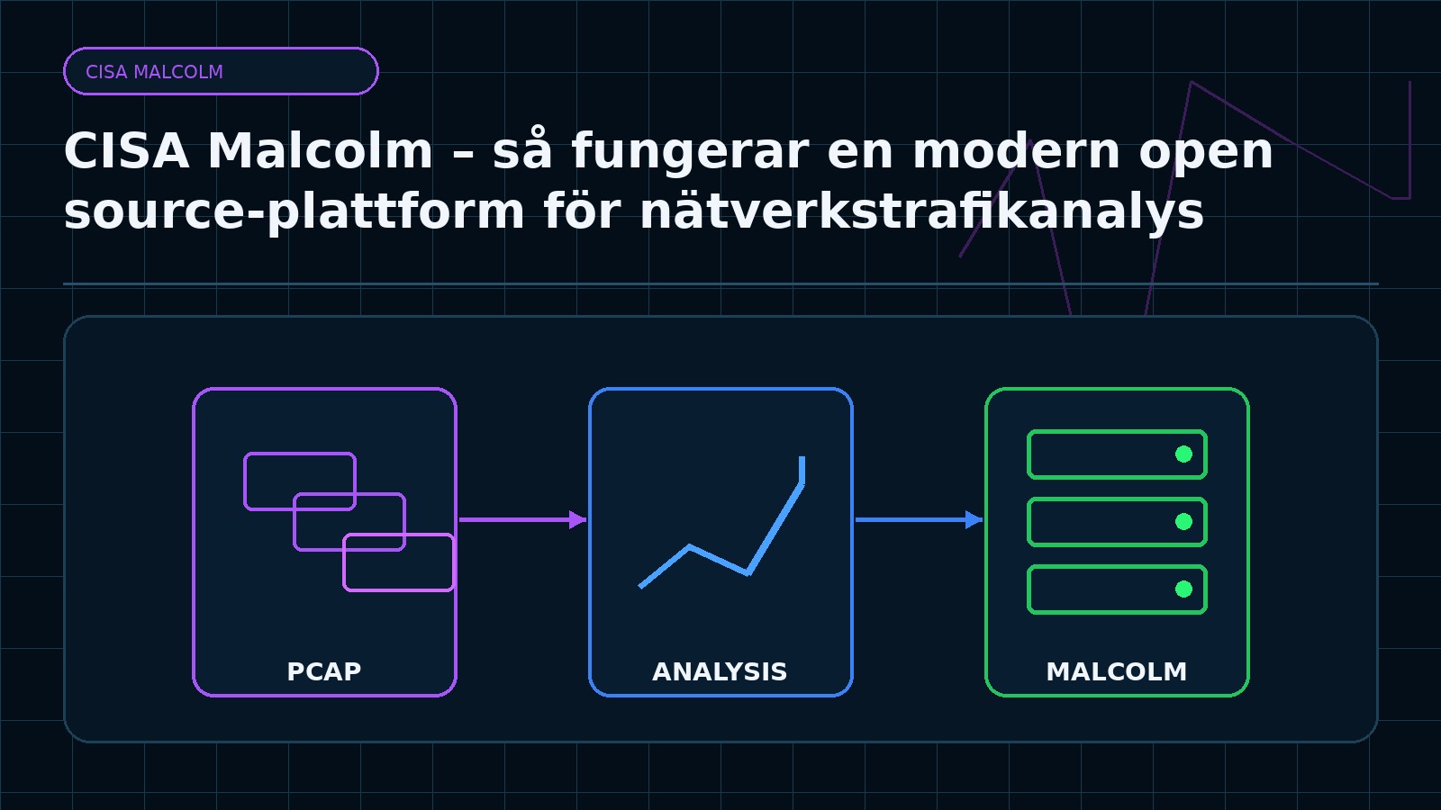 Ämnesspecifik teknisk illustration för artikeln CISA Malcolm – så fungerar en modern open source-plattform för nätverkstrafikanalys